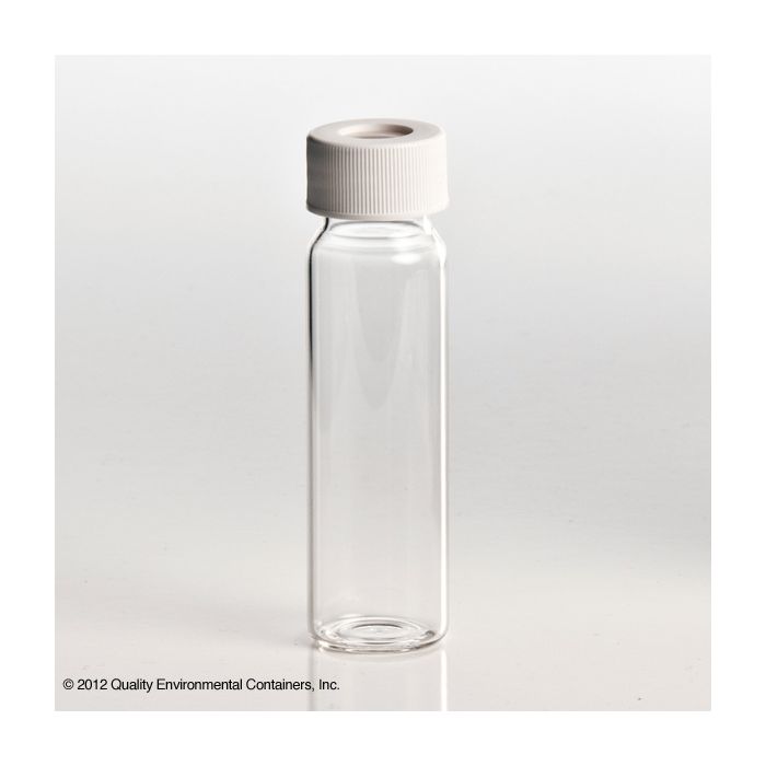 Pack of 100 JG Finneran 9A-103-3 Amber Borosilicate Glass Precleaned and Certified VOA Vial with White Polypropylene Open Top Closure and 0.125 PTFE/Silicone Septa 40mL Capacity 24-414mm Cap Size 